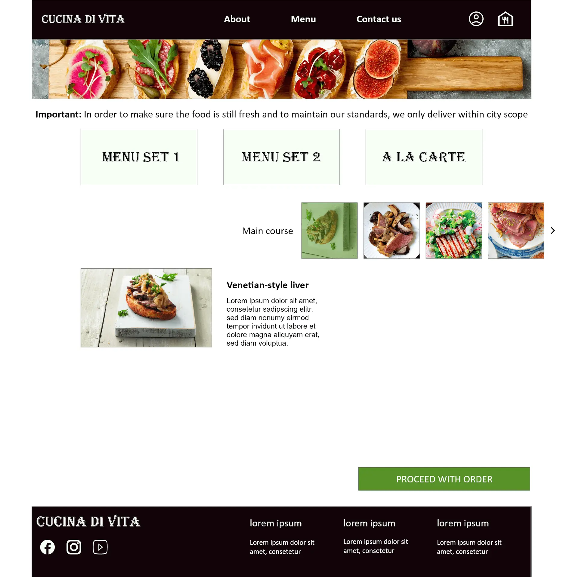 Cucina Di Vita menu page design