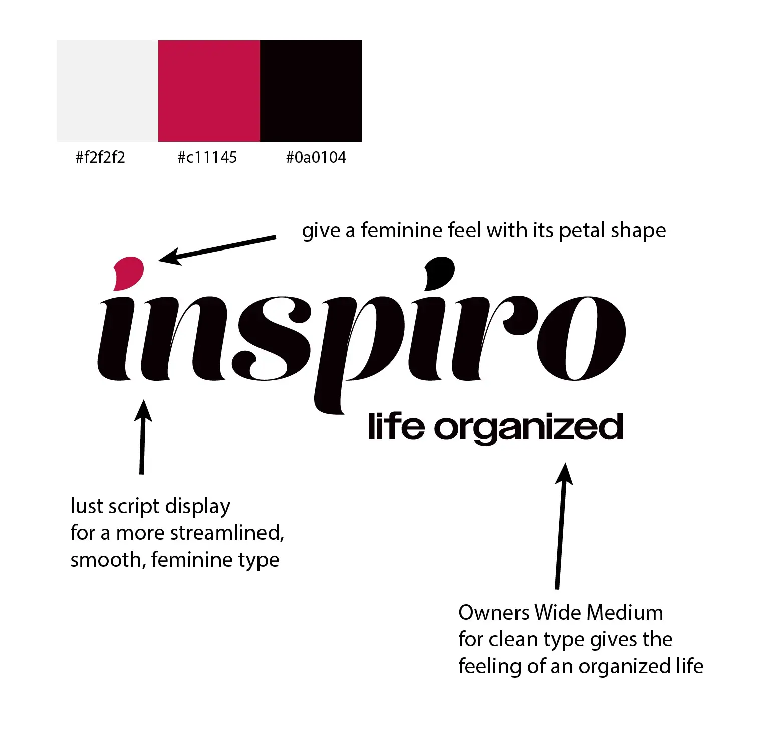 inspiro logo challenge with colors and fonts described